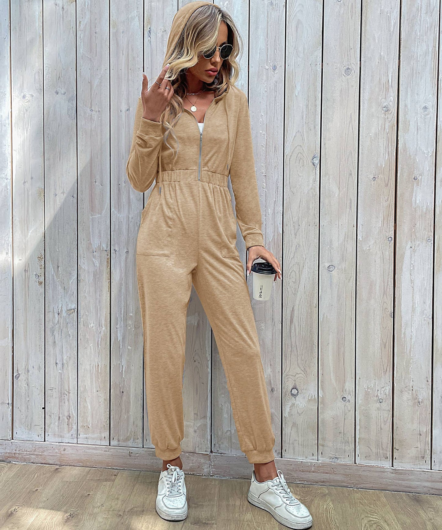 SOLID COLOR CARGO CASUAL ROMPER