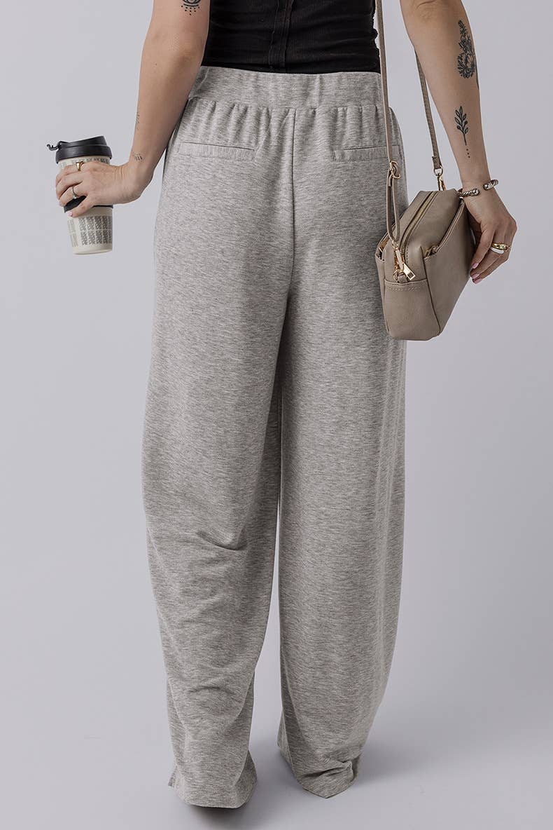 LOOSE SIMPLE HIGH-WAISTED WIDE-LEGGED TROUSERS