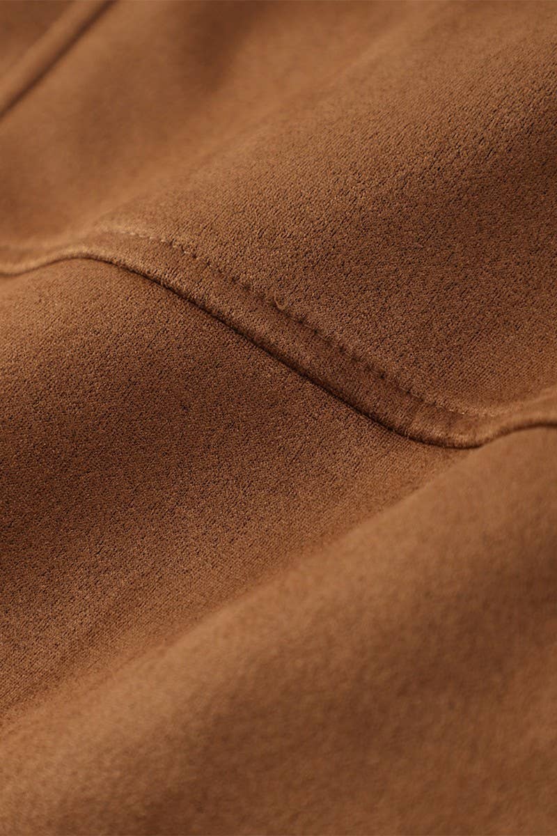 CWOCO0963_BROWN FROSTED LAPEL POCKET SINGLE-BREASTED JACKET