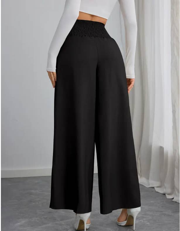 COMMUTER SOLID CHAIN SPANKING WIDE-LEG PANTS