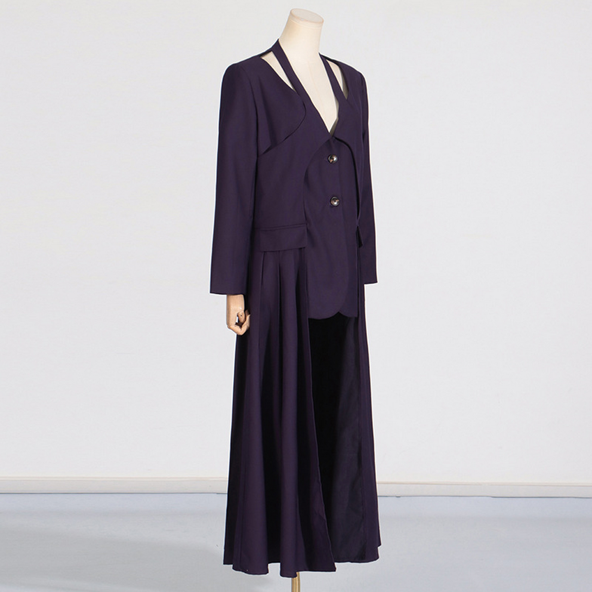 Street Style V-Neck Loose Long Blazer for Women_CWOCO1258