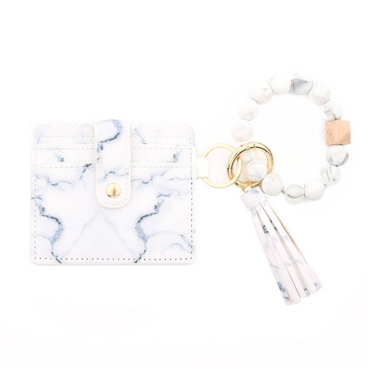 SILICONE BEAD BRACELET CARD BAG TASSEL KEYCHAIN