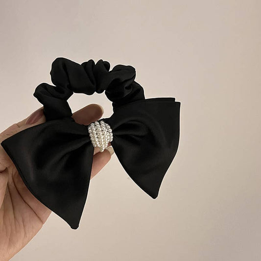 FRENCH PEARL BOW SCRUNCHIE HAIR TIE FOR WOMEN_CWAHA0630