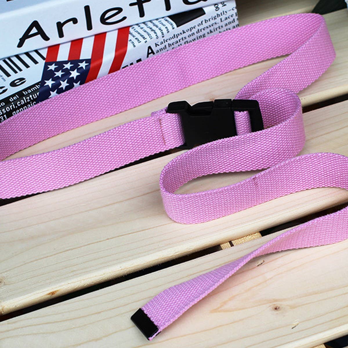 CWABE0566_SOLID COLOR PLASTIC BUCKLE CANVAS BELT