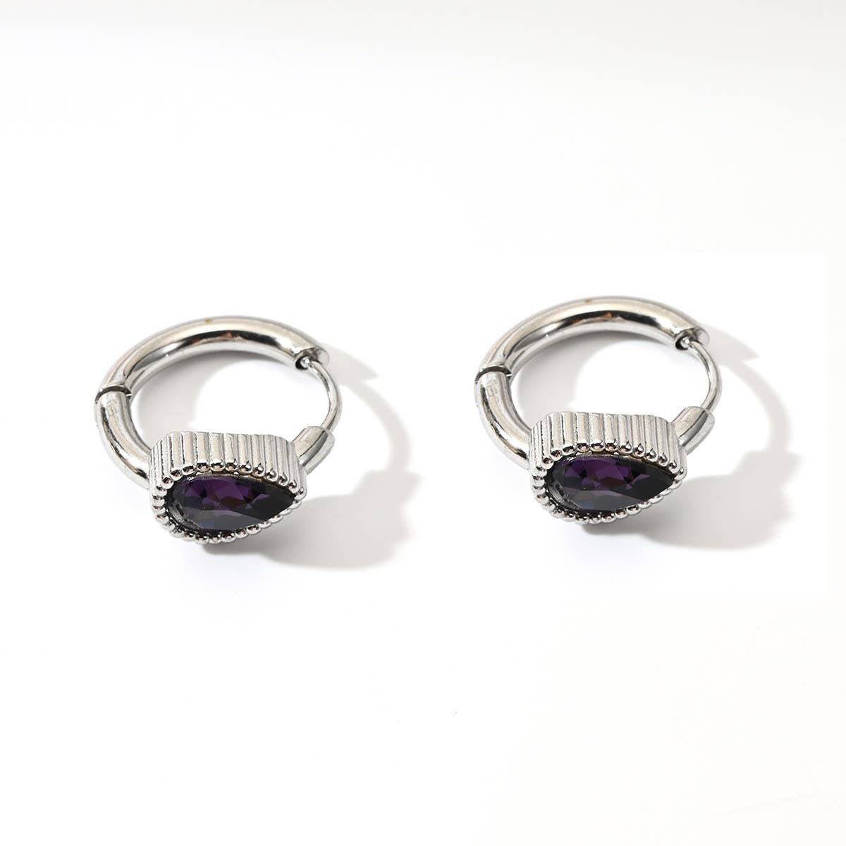 Unique Stainless Steel Heart Earrings with CZ