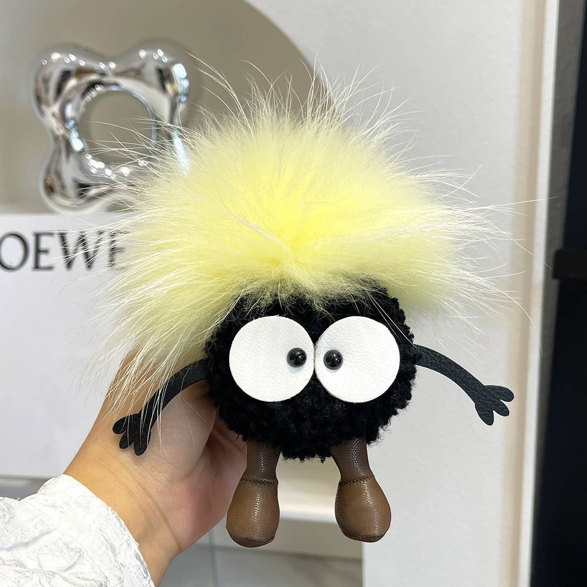 CUTE WOOL BRIQUETTES CAR KEYCHAIN BAG PENDANT