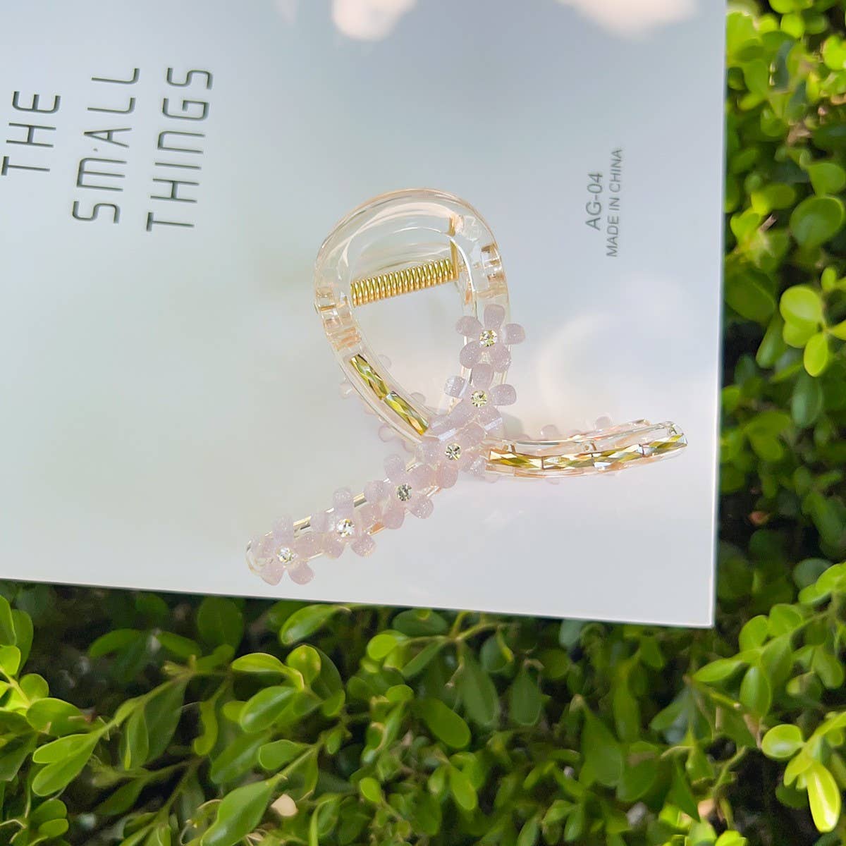 Elegant Glass Flower Hair Claw Simple Shark Clip_CWAHA1579