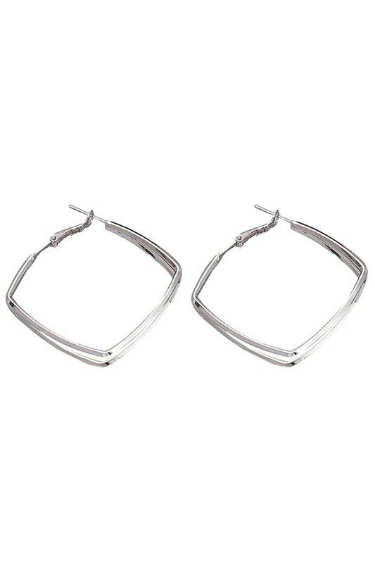 DOUBLE SQUARE RING SIMPLE EARRINGS_CWAJE147