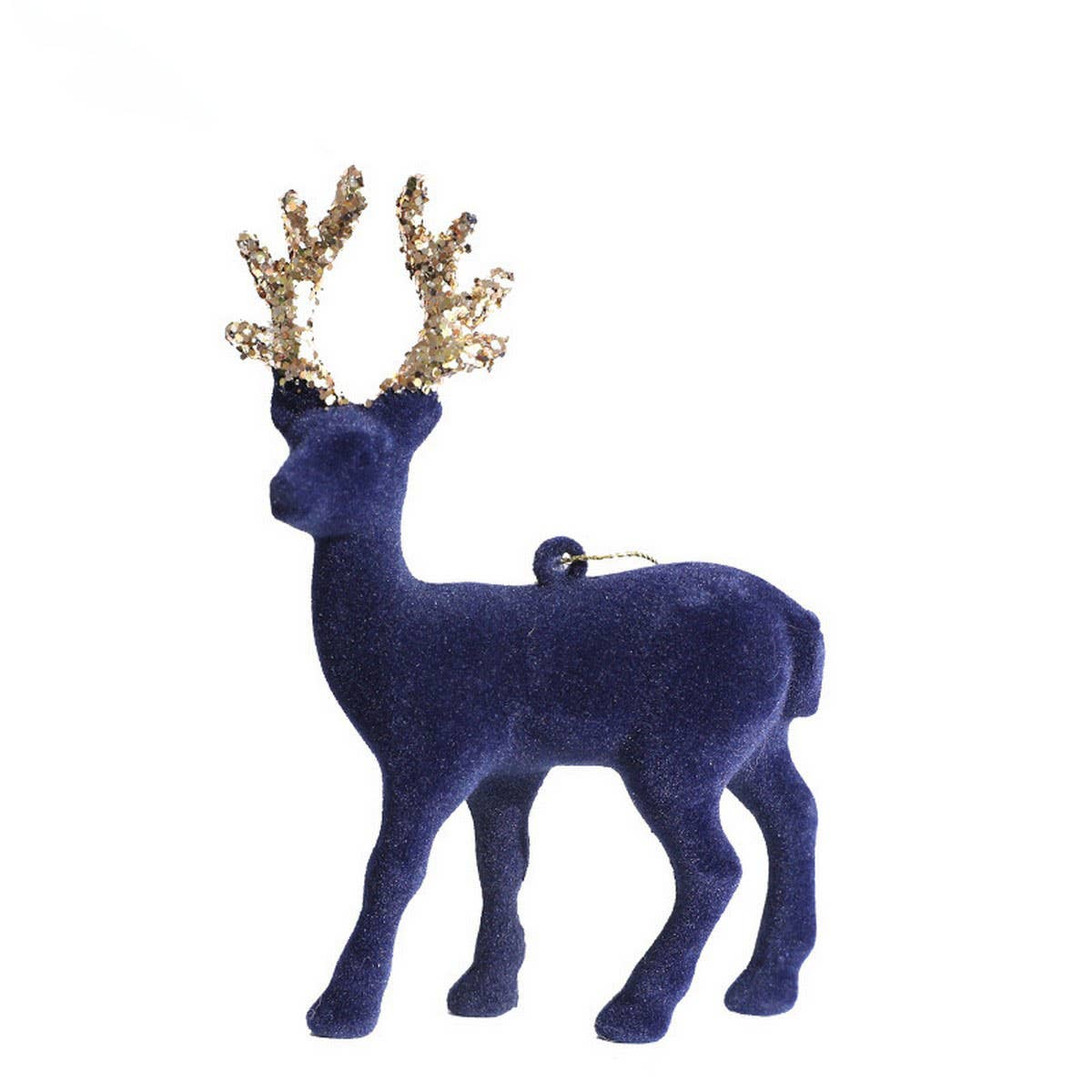 Plastic Flocked Reindeer Glitter Xmas Table Decor_CWMM9692
