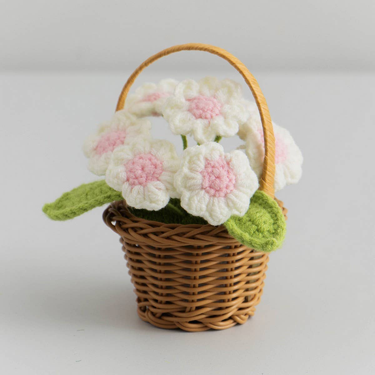 CWMM9275_CROCHETED SUNFLOWER MINI FLOWER BASKET ORNAMENTS