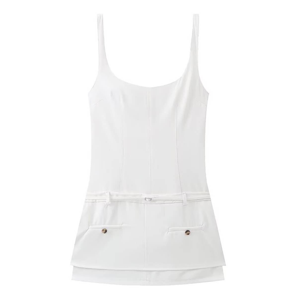 SHORT SLIM-FIT HALTER DRESS WITH BELT