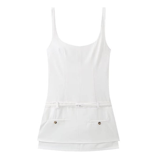 SHORT SLIM-FIT HALTER DRESS WITH BELT