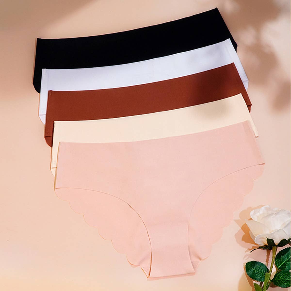 SEAMLESS ICE SILK WAVY LACE UNDERWEAR