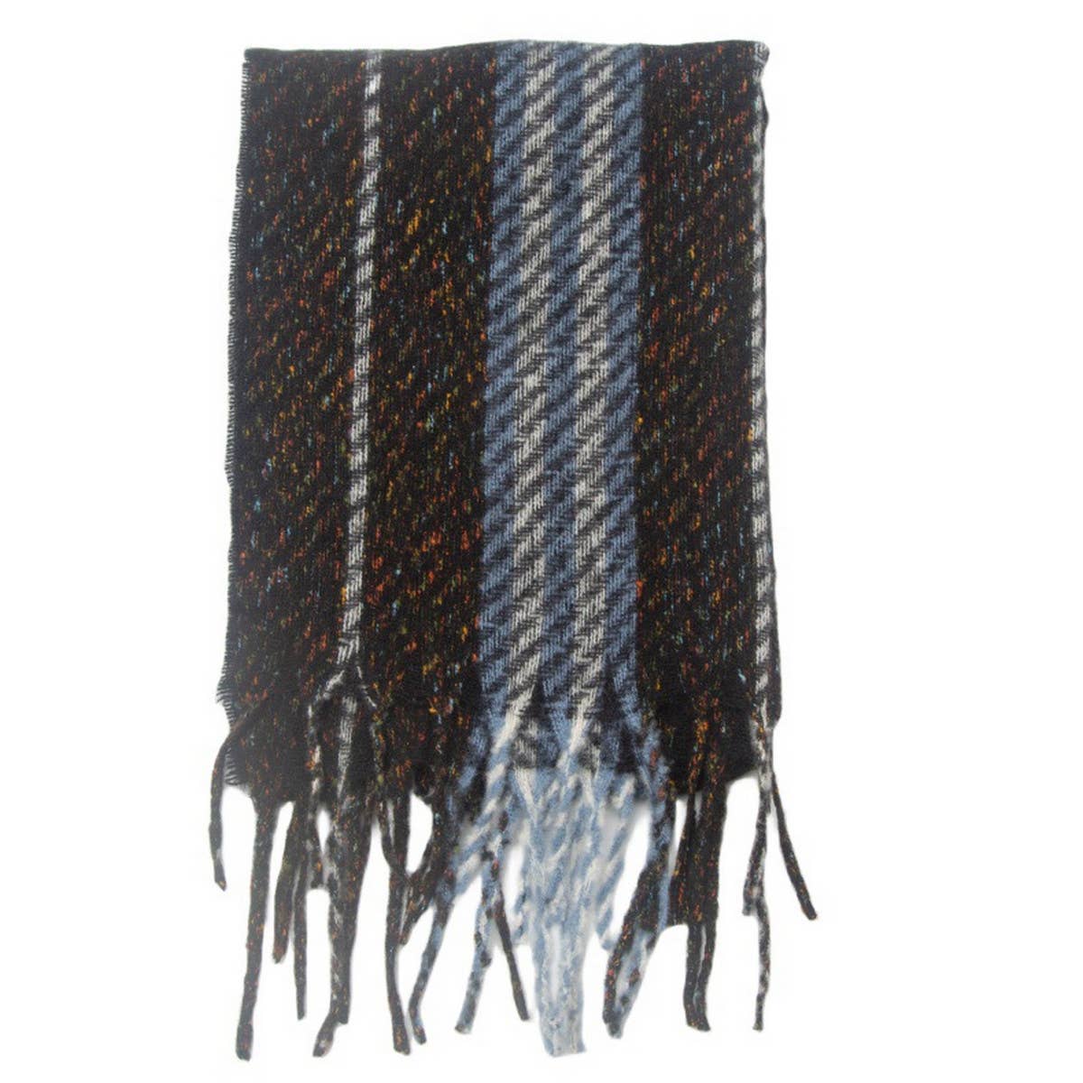 Striped Fringe Scarf ??Winter Knitted Shawl_CWASC0880
