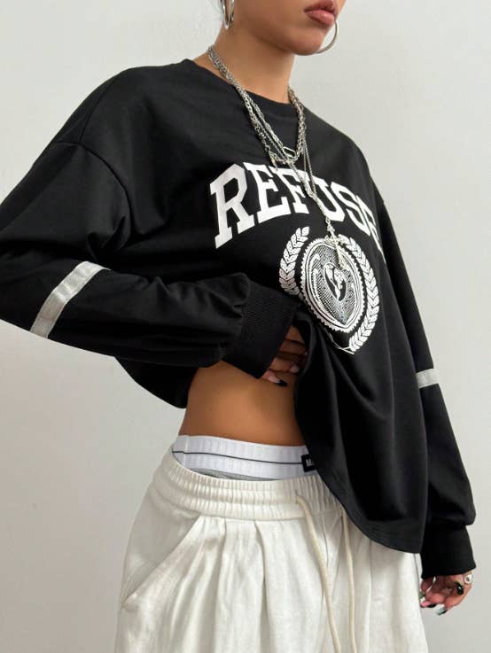 Fashion round-neck long-sleeved loose sweatshirt