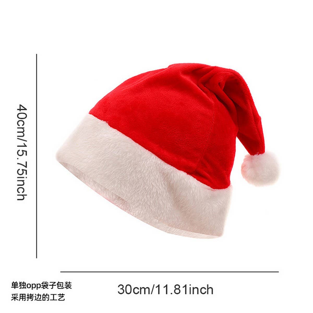 CWMM10349_CRYSTAL VELVET CHRISTMAS SANTA HAT FOR ADULTS