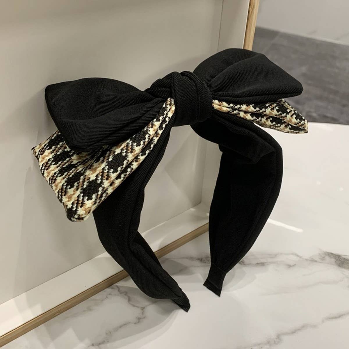 SIMPLE RETRO DOUBLE LAYER BOW HEADBAND_CWAHA2578