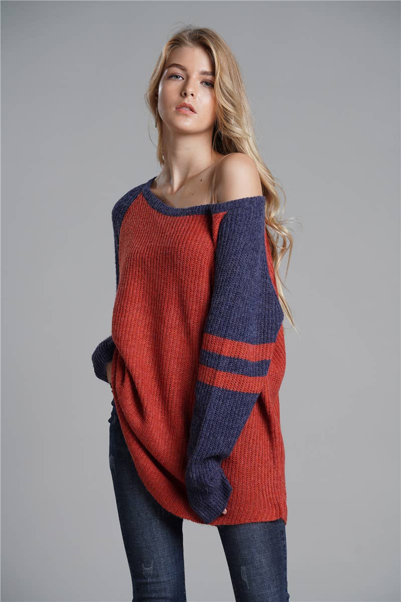 ALL-IN-ONE LONG LOOSE SOLID PULLOVER SWEATER