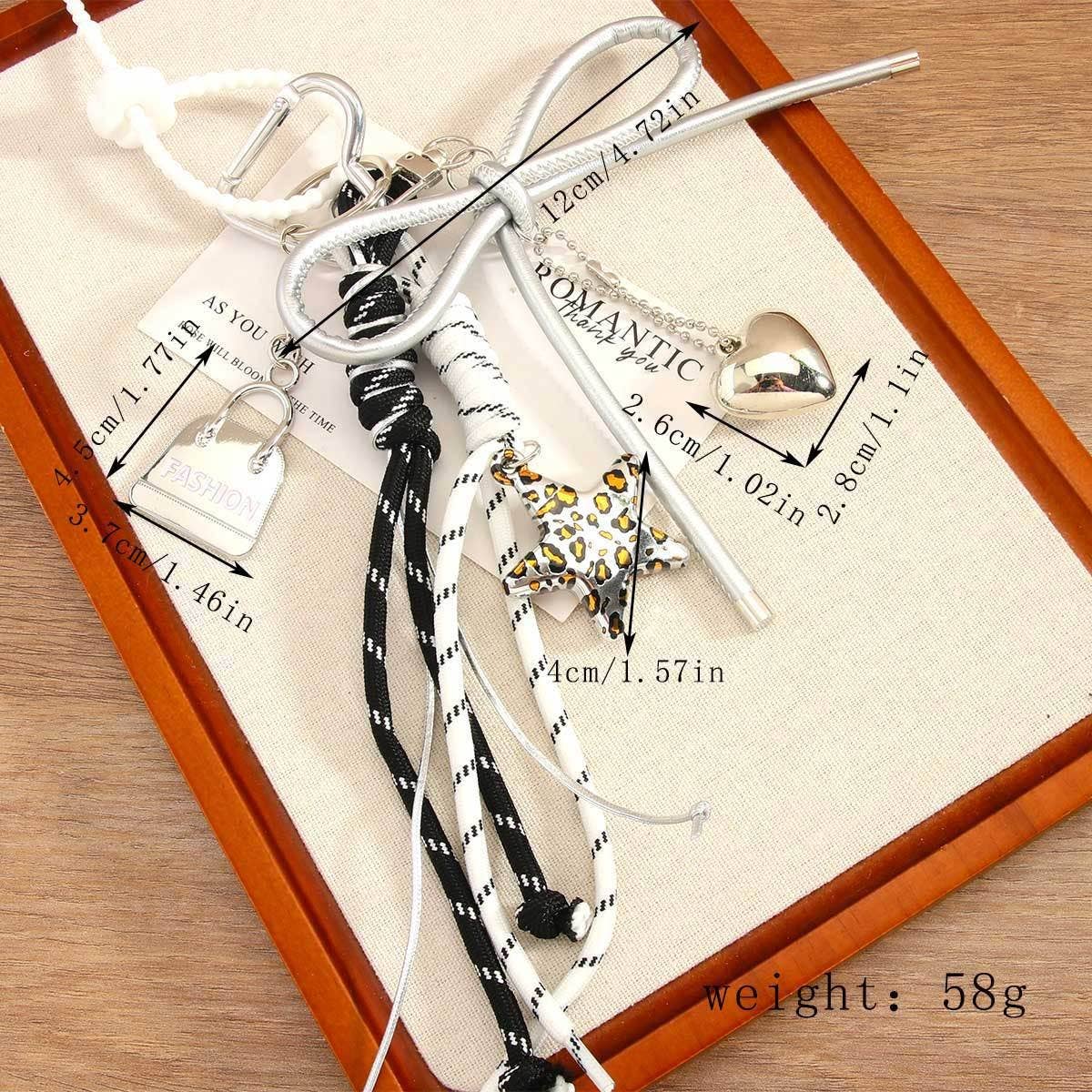 Leopard Star Mini Bag Charm with Heart Bow