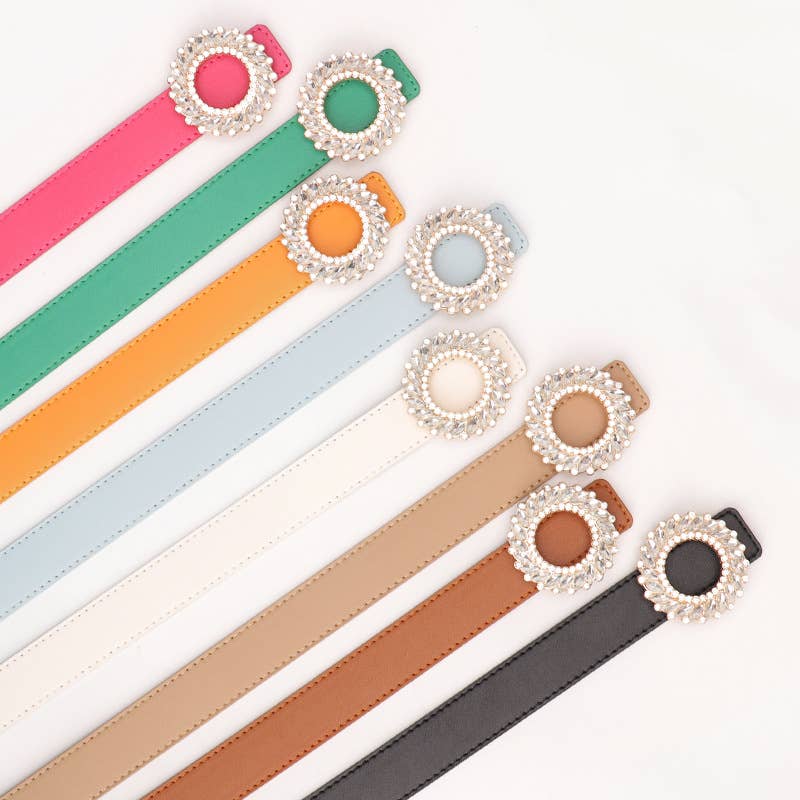 Fashionable round-button rhinestone belt