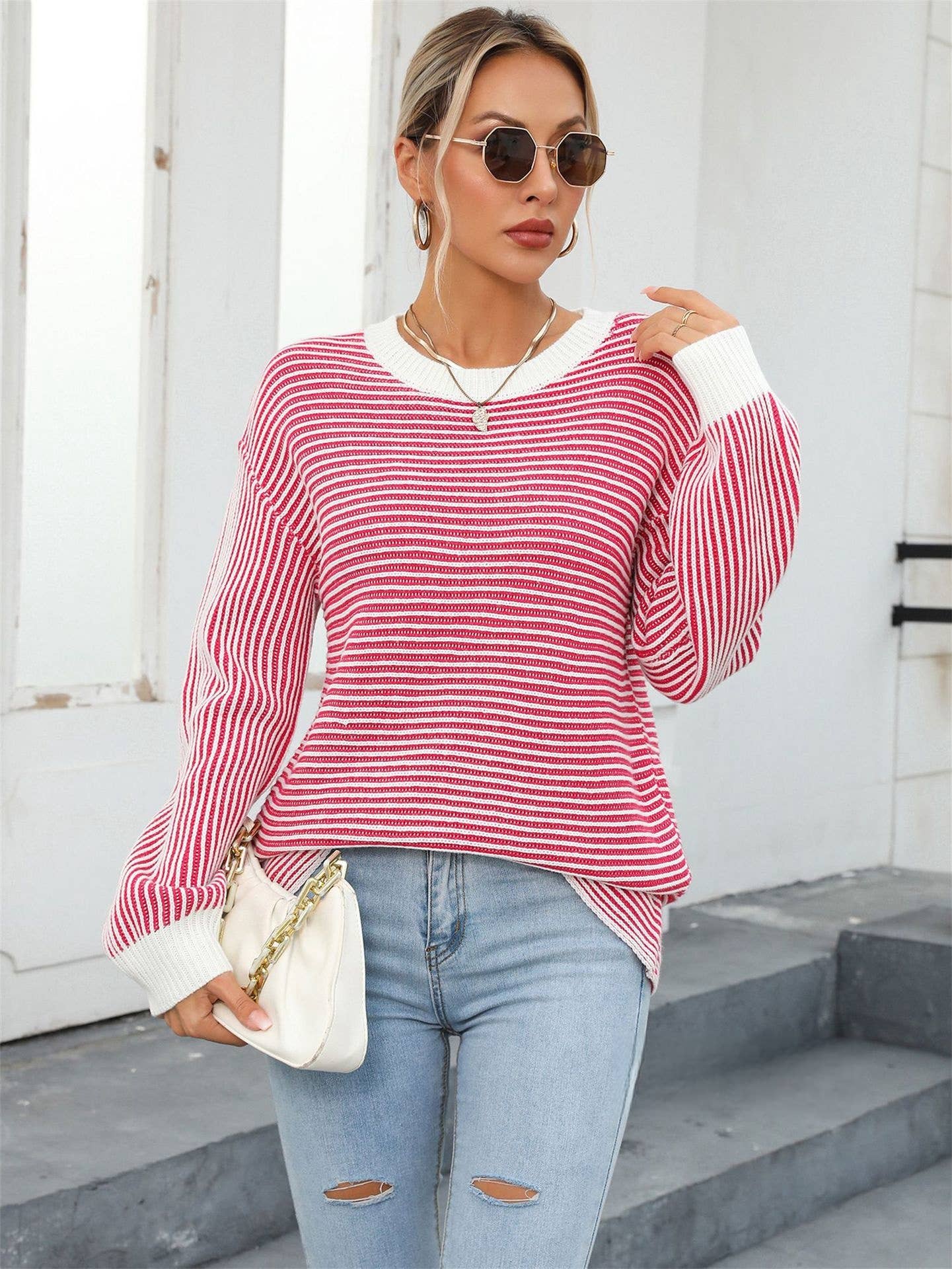 CWOSWL1037_Casual Crew Neck Pullover Long Sleeve Sweater
