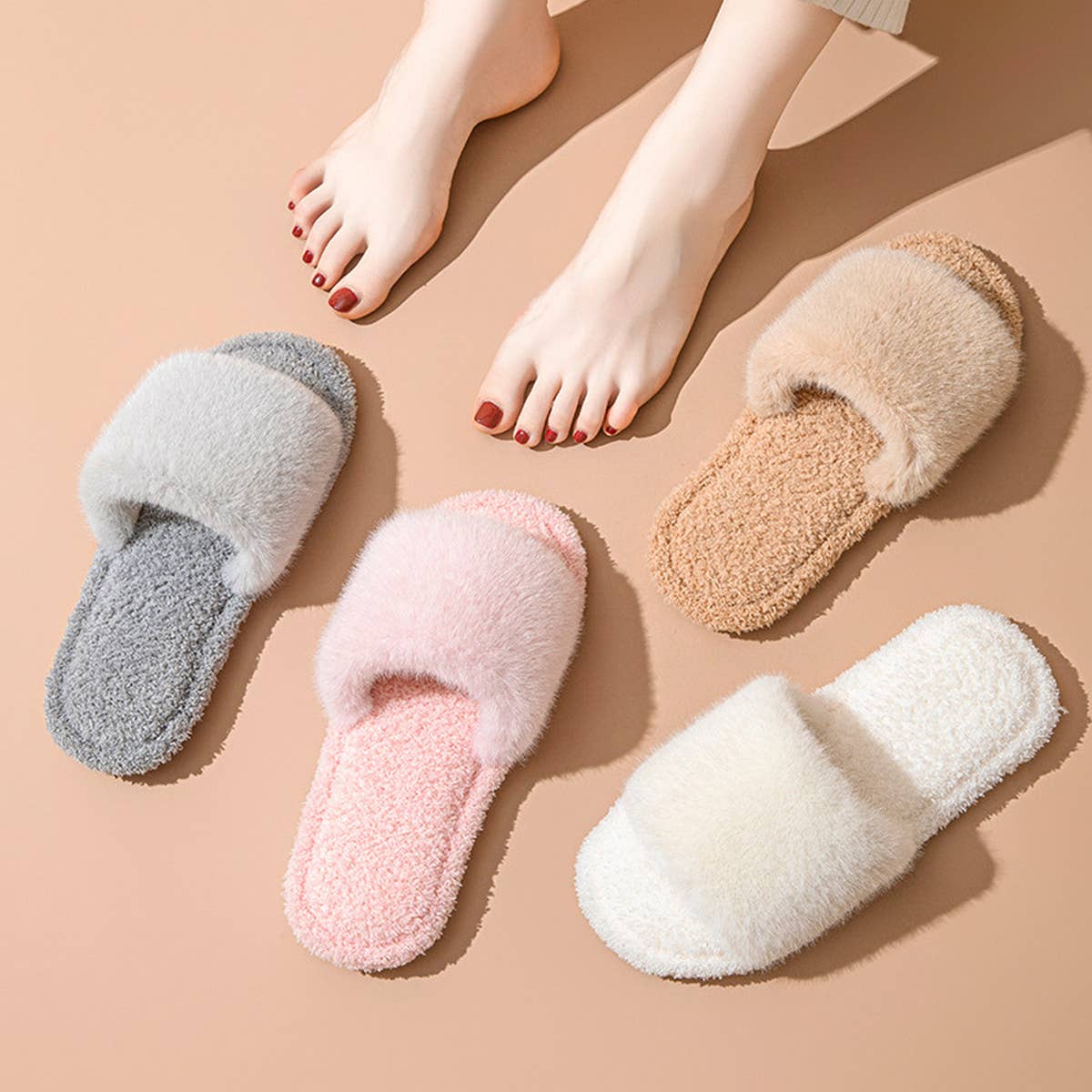 HOME AUTUMN AND WINTER OPEN COTTON SLIPPERS