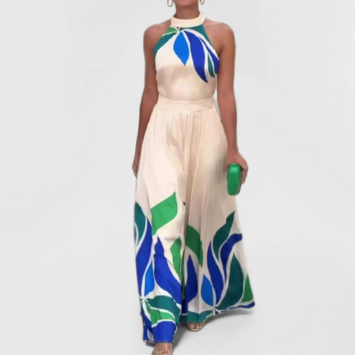 SLEEVELESS BELL BOTTOMS FASHION CASUAL ROMPER