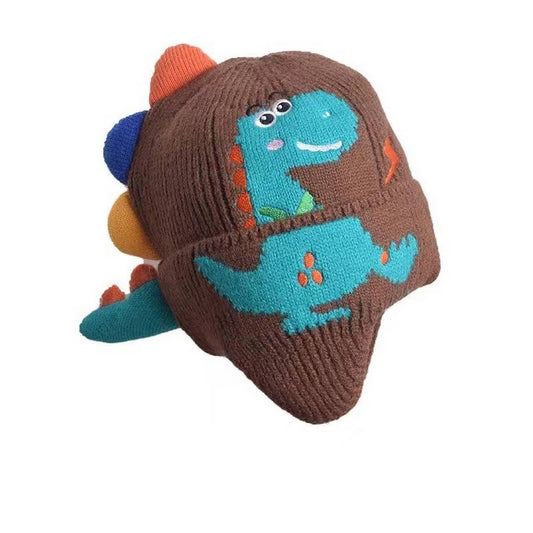 CWAH04562_KIDS DINOSAUR KNIT HAT WINTER WARM BABY BEANIE