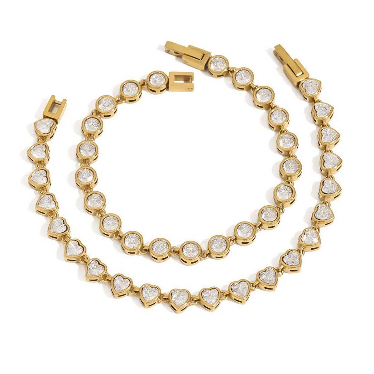 Luxury Zircon Bracelet, Titanium Steel, No Fade