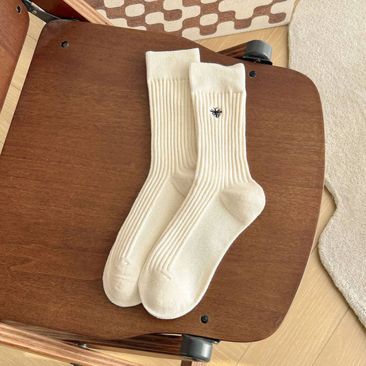 EMBROIDERY BEE SOLID COLOR MATCHING MIDTUBE SOCKS