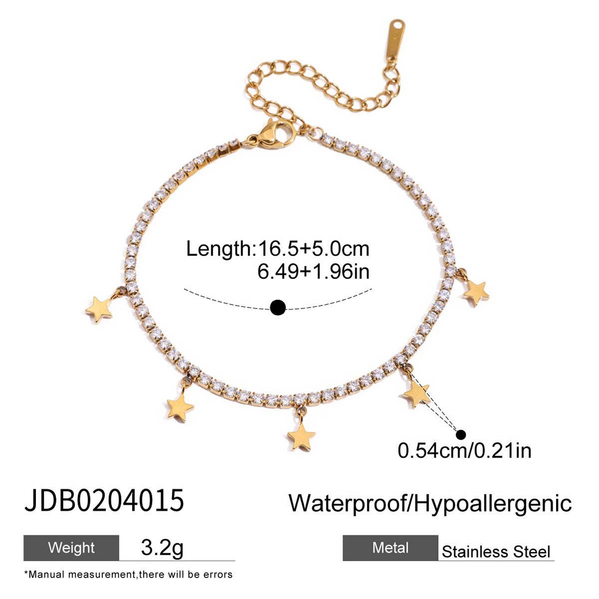 Luxury 18K Gold Star & Heart Zircon Necklace