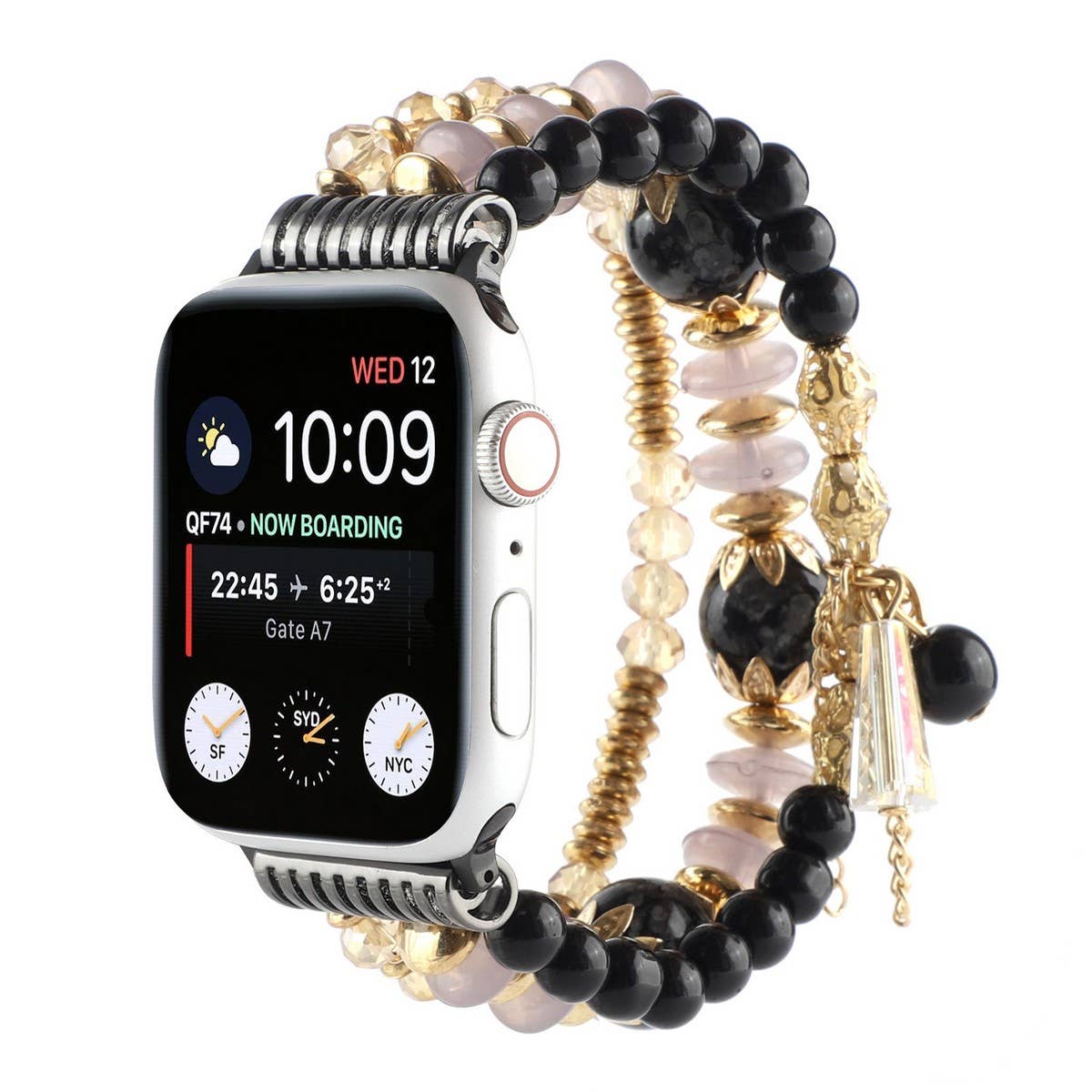 APPLE WATCH 7-1 THREE-ROW PEARL ELASTIC STRAP_CWASC1563