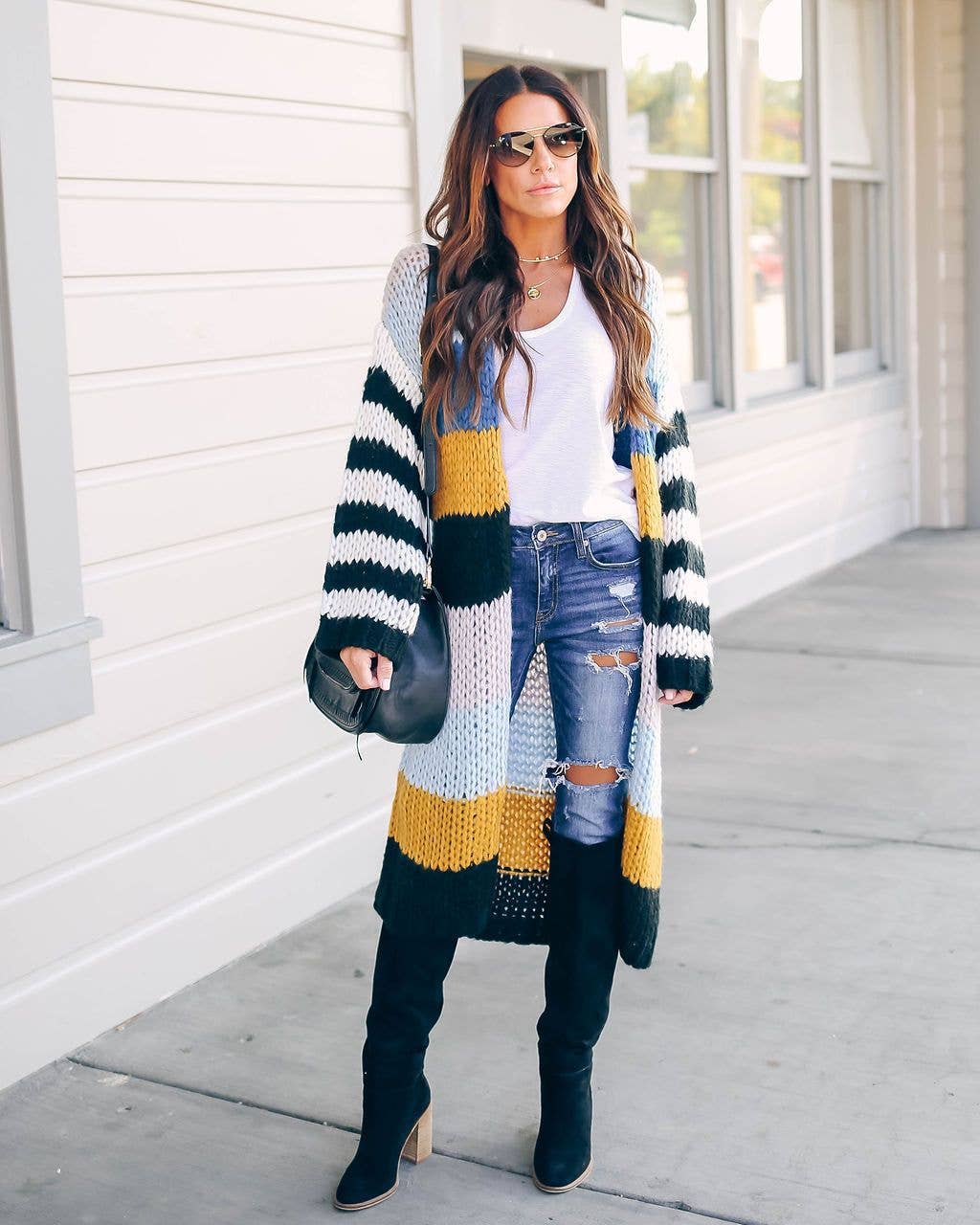 LONG KNIT SWEATER THICK CARDIGAN COAT