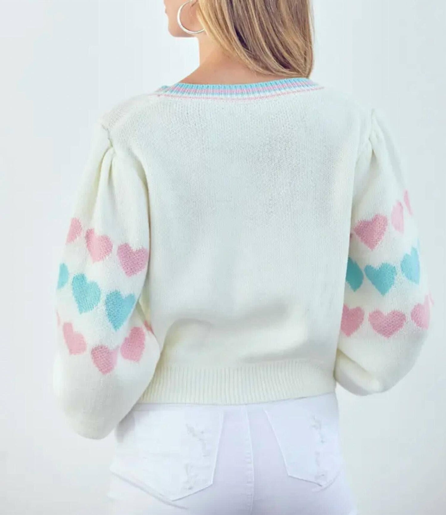 V-NECK SHORT SWEET LOVE EMBROIDERED CARDIGAN