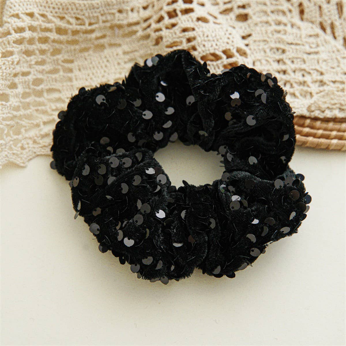 WOMEN SIMPLE SEQUINED HAIR TIE_CWAHA0789