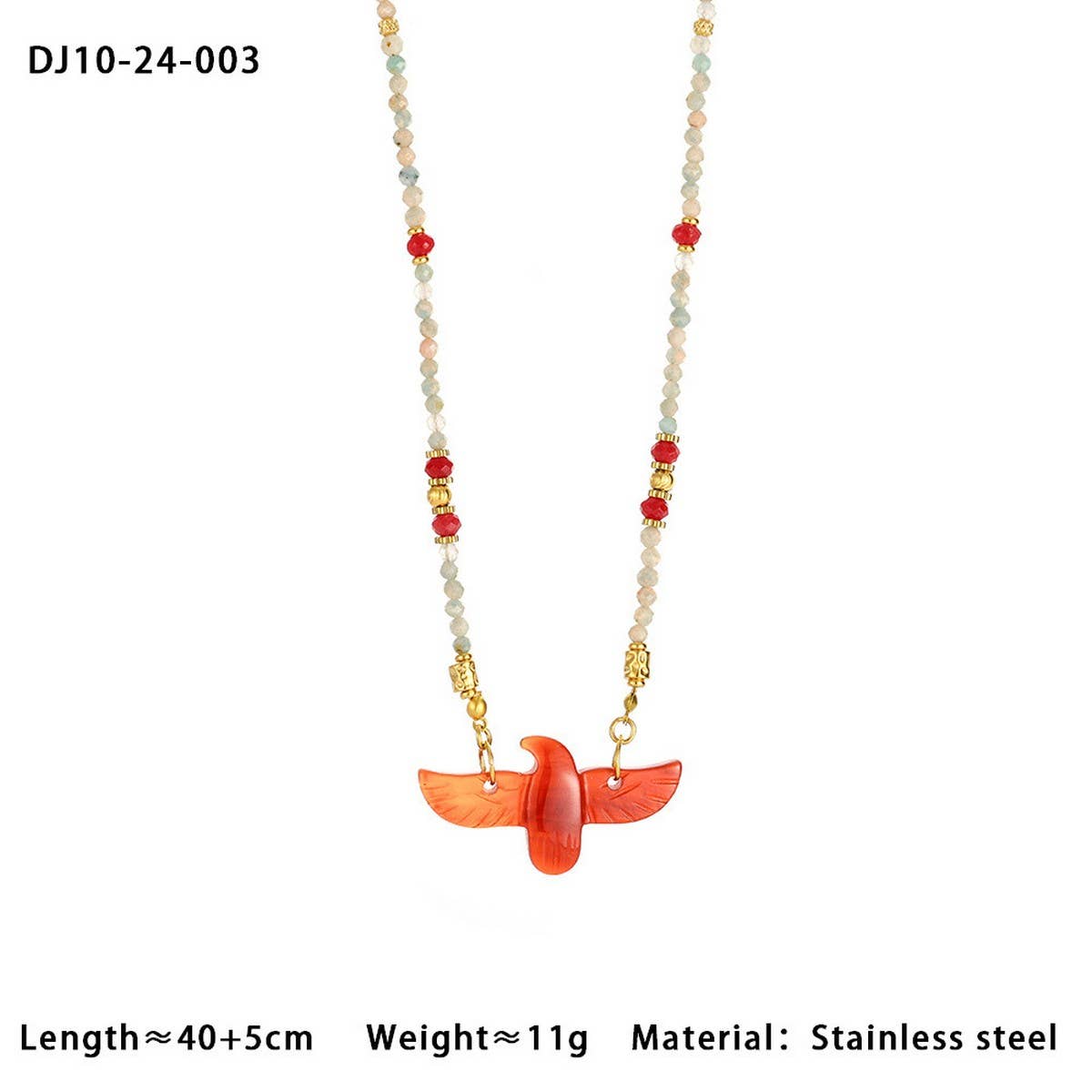 High-End Eagle Beaded Natural Stone Necklace