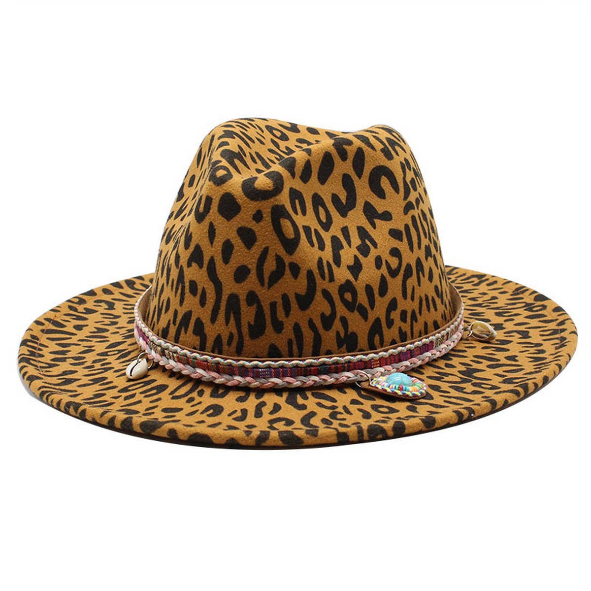 LEOPARD PRINT WOOLEN HAT SAPPHIRE TASSEL JAZZ HAT_CWAH2608