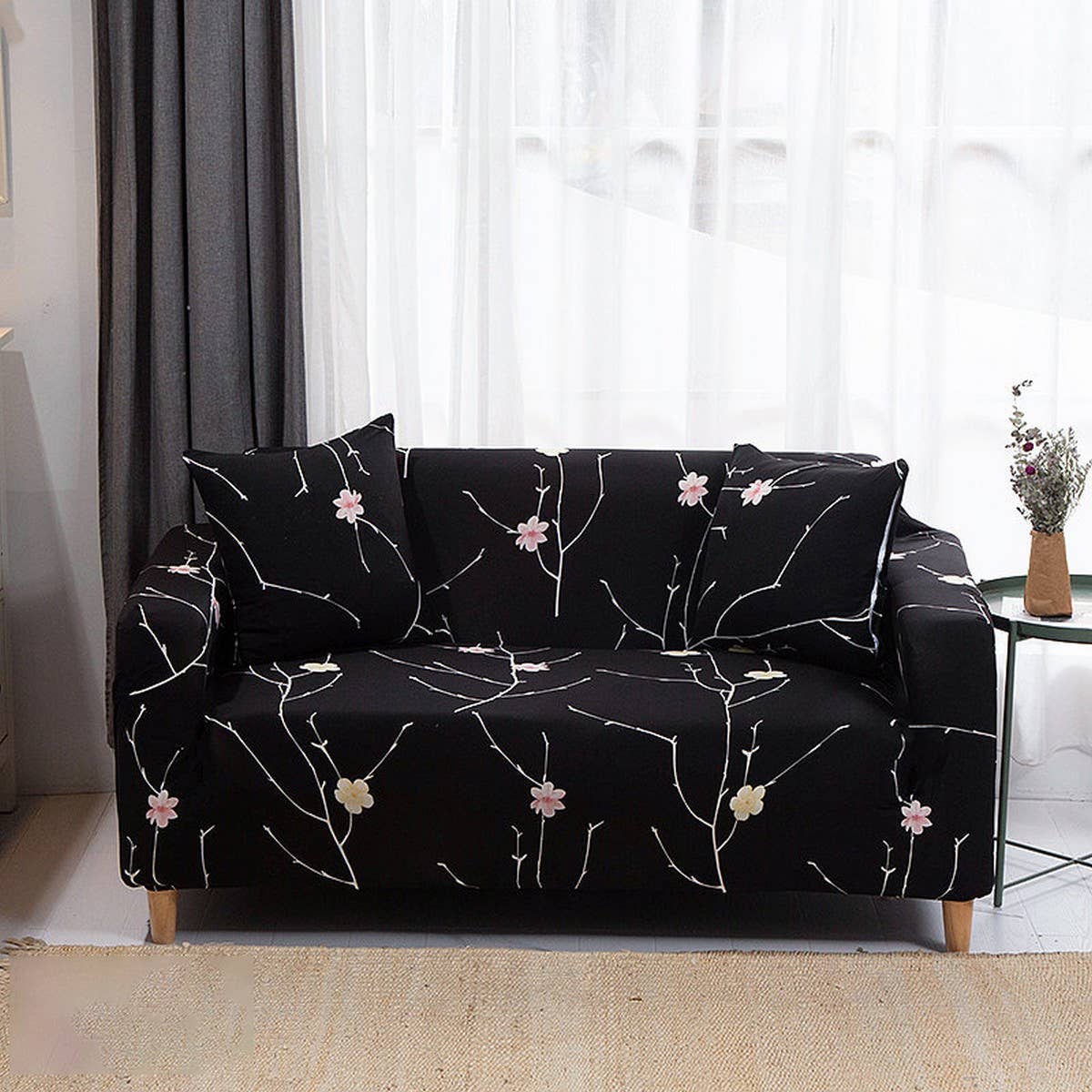 Stretch Sofa Cover, Solid Print, All-in-One Fit_CWMM8309