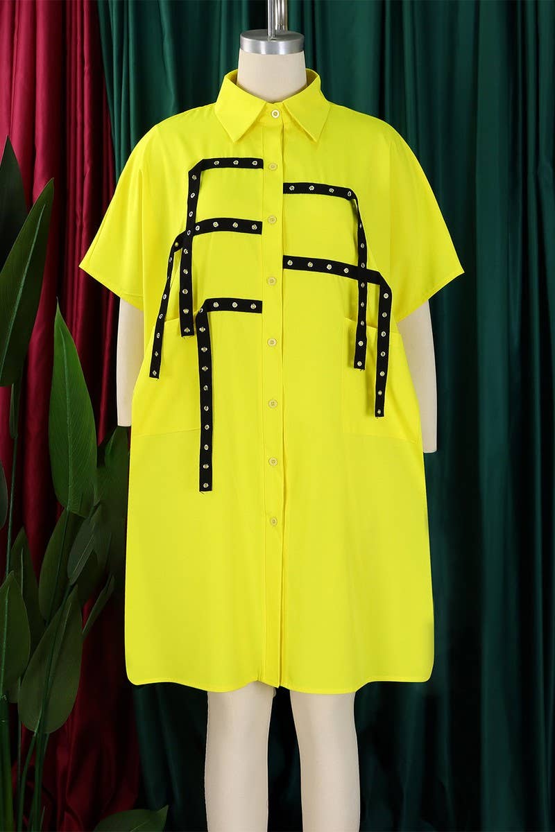 CWDTD00505_2025 WOMEN SHORT SLEEVE LOOSE POLO SHIRT DRESS