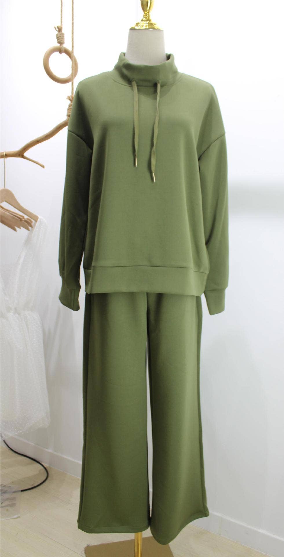 Long-sleeved solid-color commuting trousers set