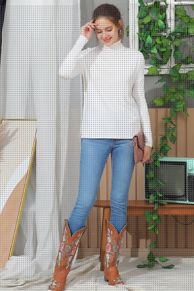 SOLID COLOR LONG SLEEVED HIGH NECK T SHIRT_CWTTL1438