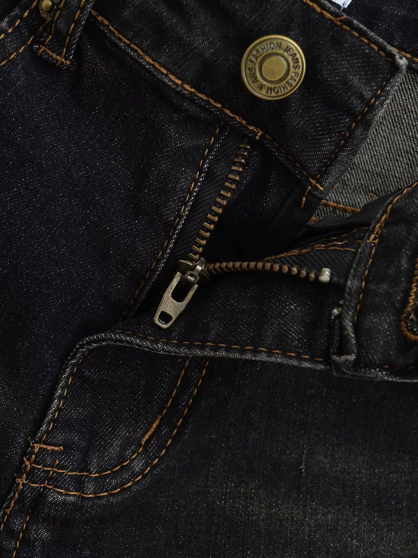 Distressed washed design American retro jeans