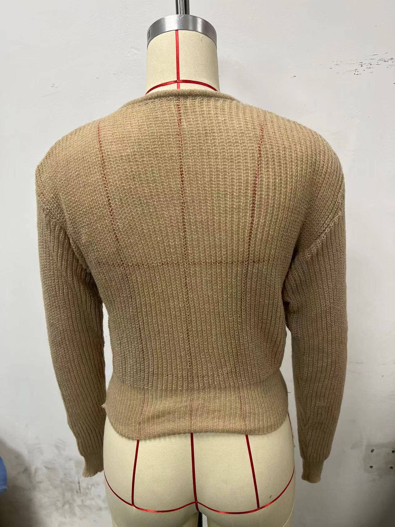 LONG SLEEVE PIT STRIP KNITTED ELASTIC CARDIGAN