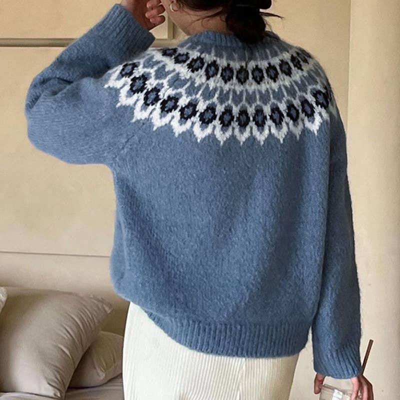 FAIR ISLE ETHNIC STYLE CASUAL FASHION SWEATER
