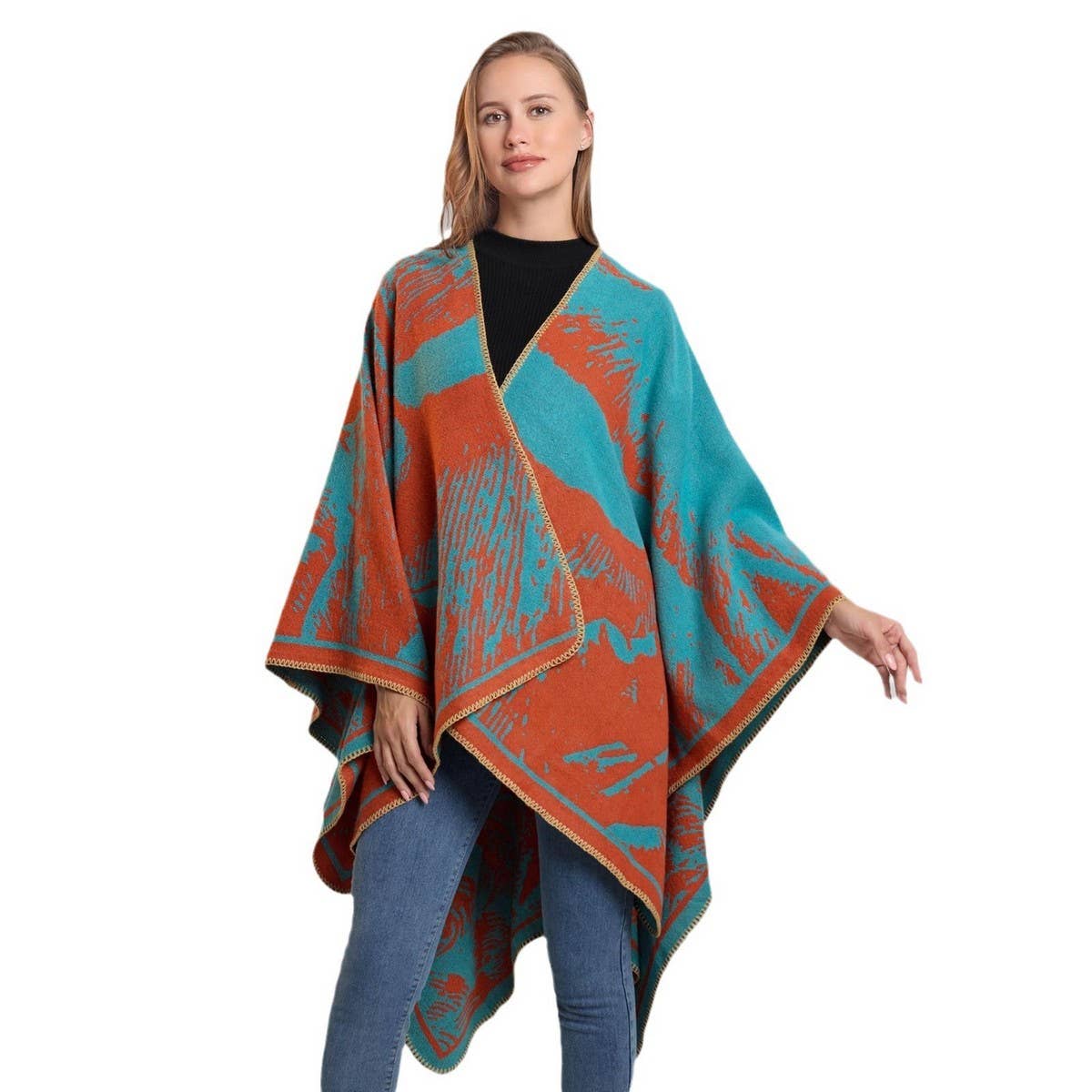 FAUX CASHMERE SHAWL CAPE WARM CLOAK