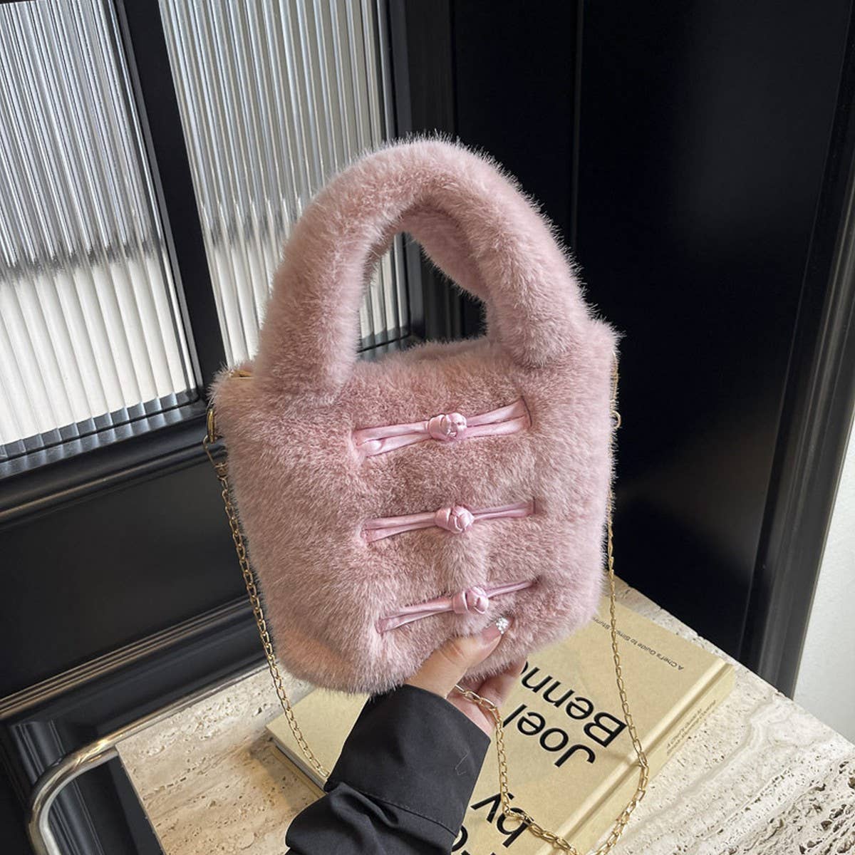WINTER FASHION HAND-HELD BUCKET BAG PLUSH BAG_CWAB3927