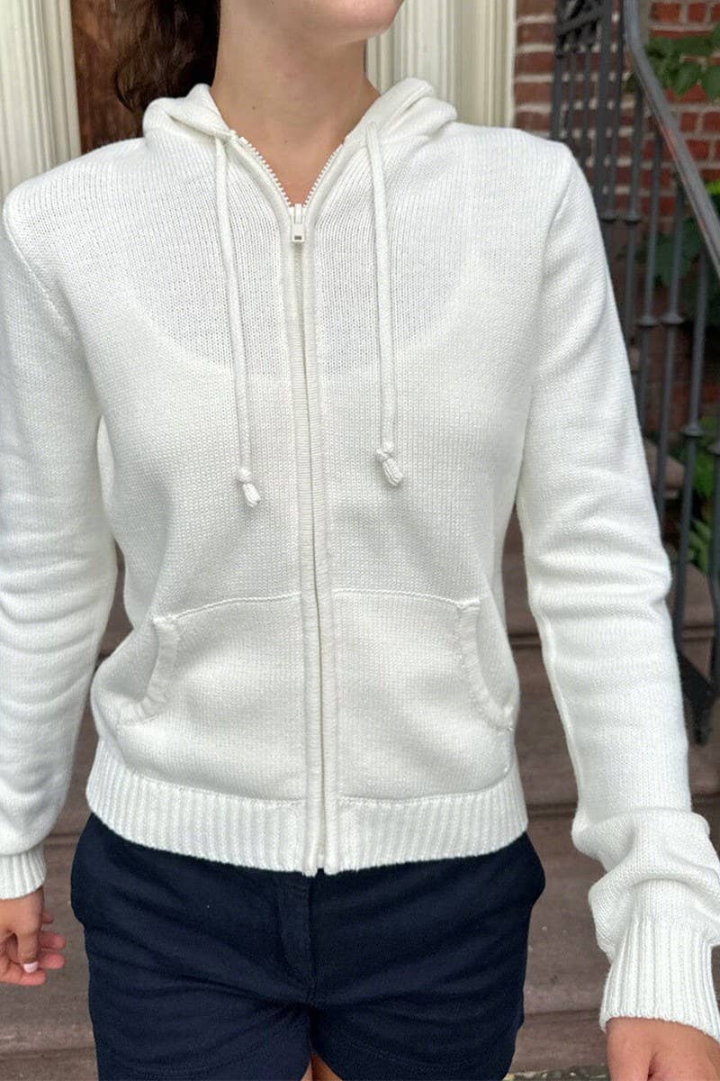 CWOCAL00752_SOLID ZIP UP HOODED KNIT CARDIGAN