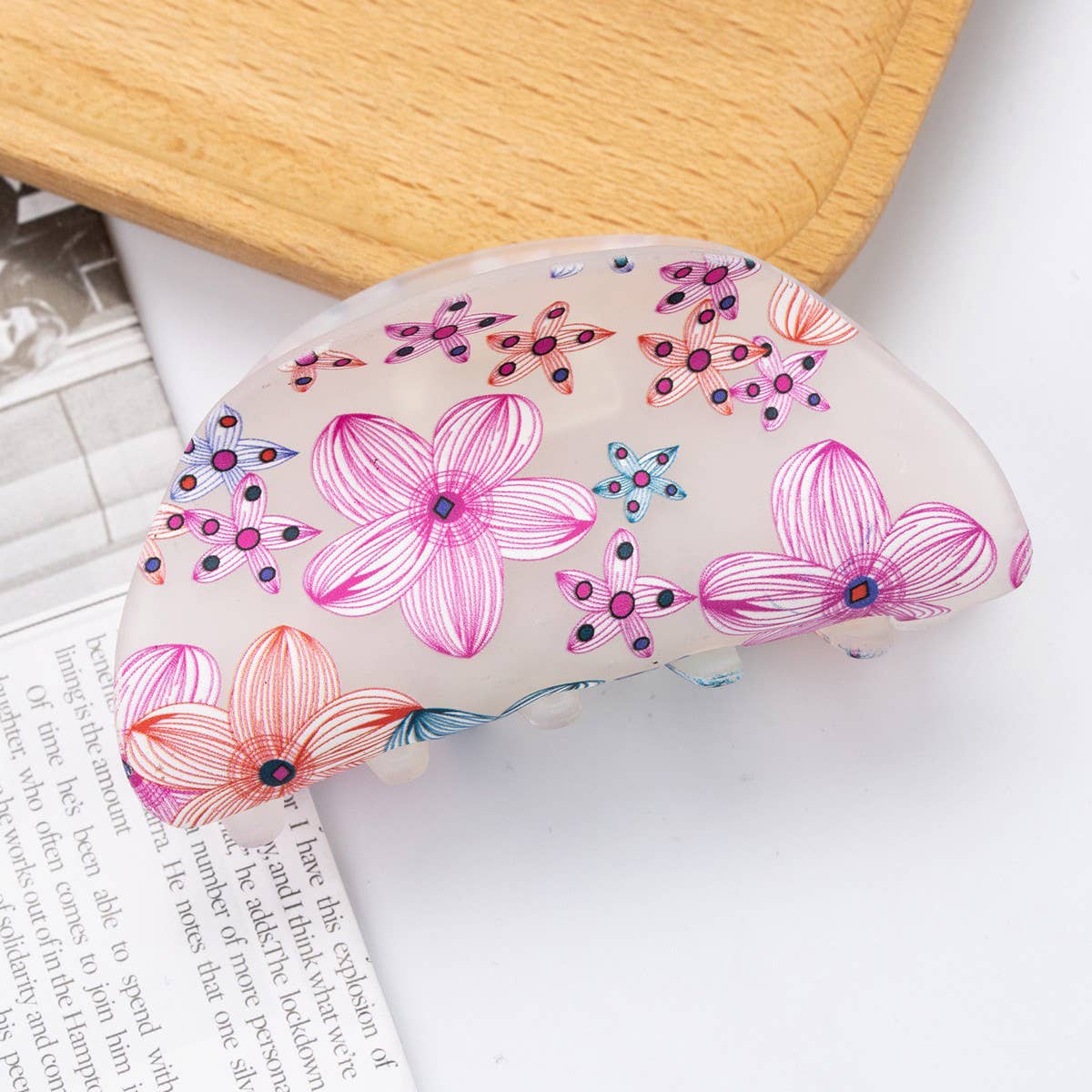 Acrylic printed hair clips fresh & cute grab clips_CWAHA1272