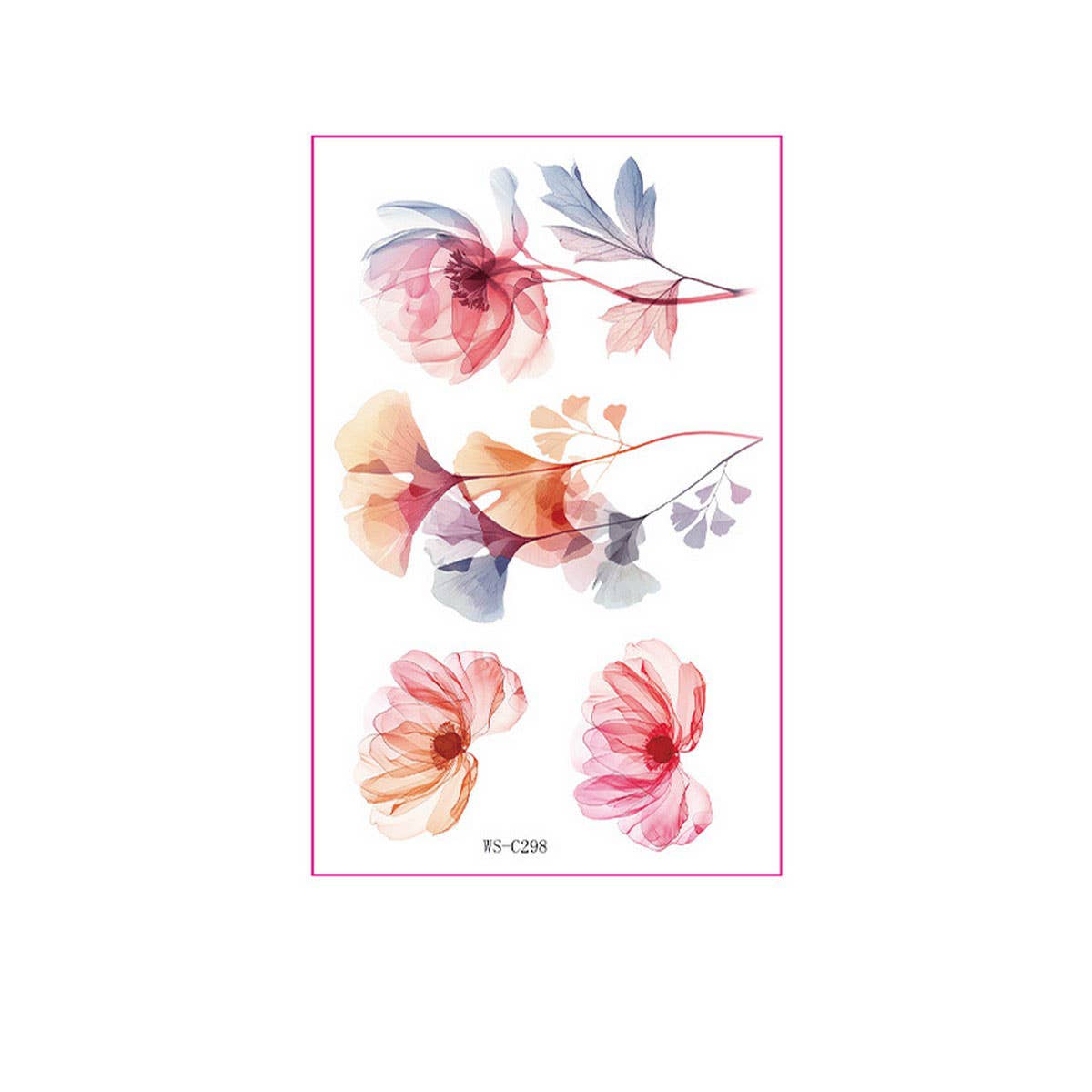 Watercolor Flower Tattoos for Hand & Collarbone