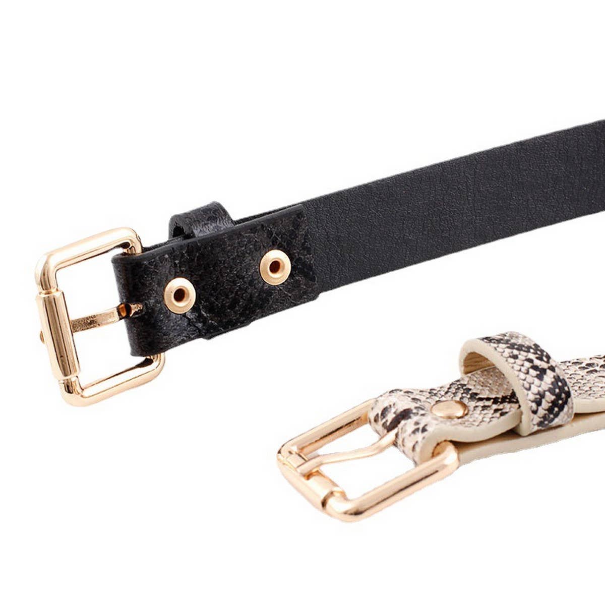 CWABE0882_RETRO CASUAL SNAKE PRINT THIN BELT